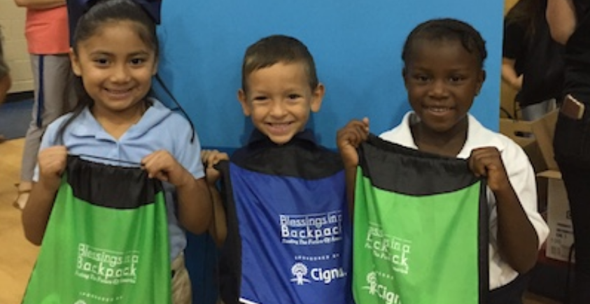 Blessings in a Backpack Donation Brings Smiles to Thew Elementary Kids