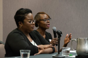 Panel member answering an attendee's question