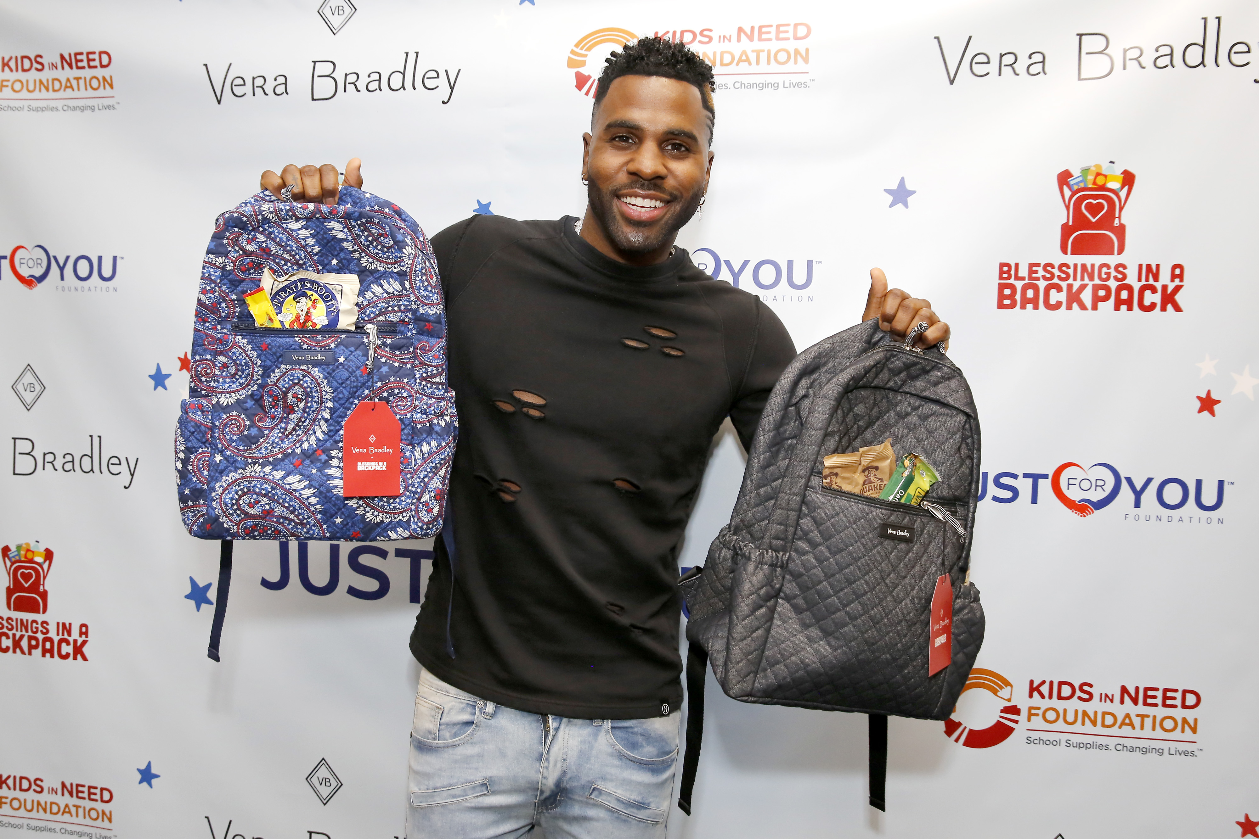 Jason Derulo with Vera Bradley backpacks