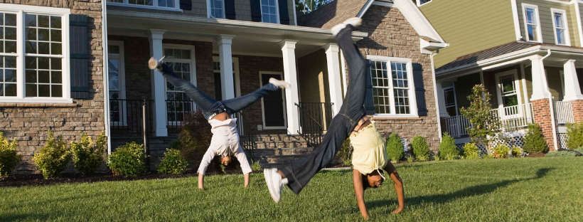 Kids doing cartwheels