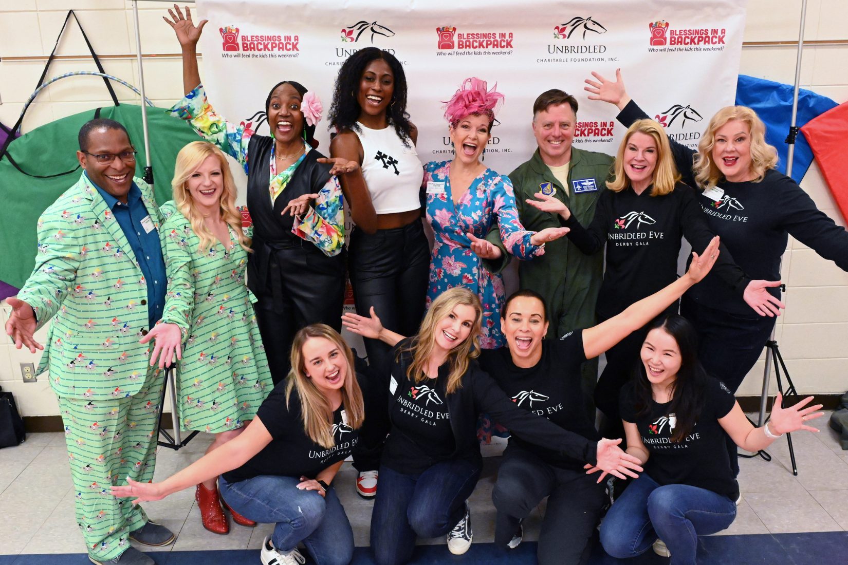 Celebrities and volunteers at Unbridled Afternoon