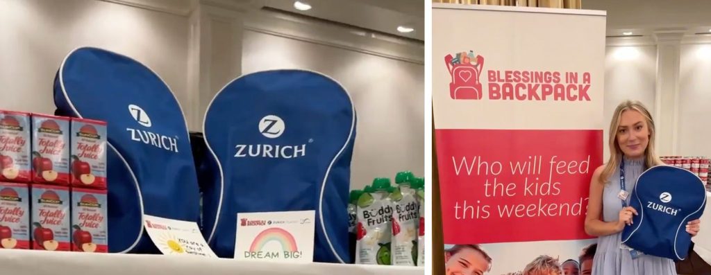 Zurich Classic of New Orleans bags of food for Blessings in a Backpack