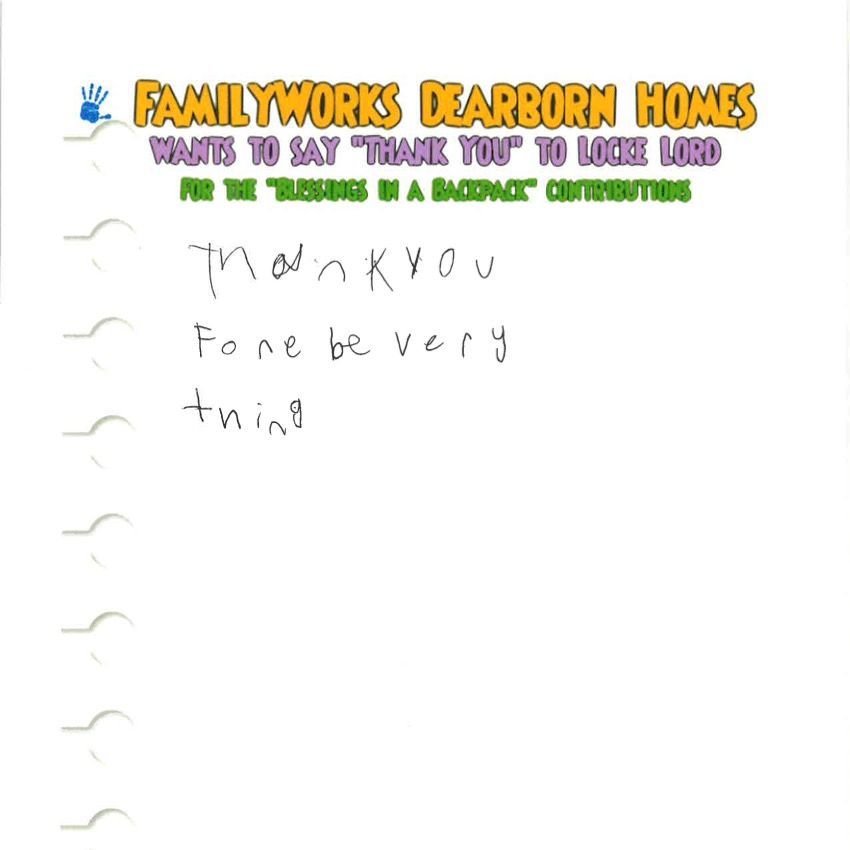 Dearborn note Note from a child
